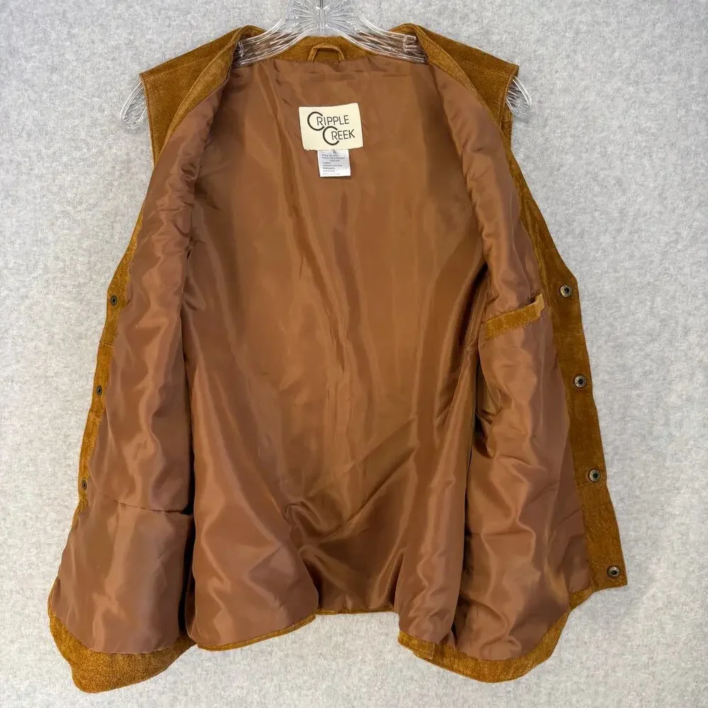 Cripple Creek Mens XL Suede Leather Vest Brown Western Cowboy Style